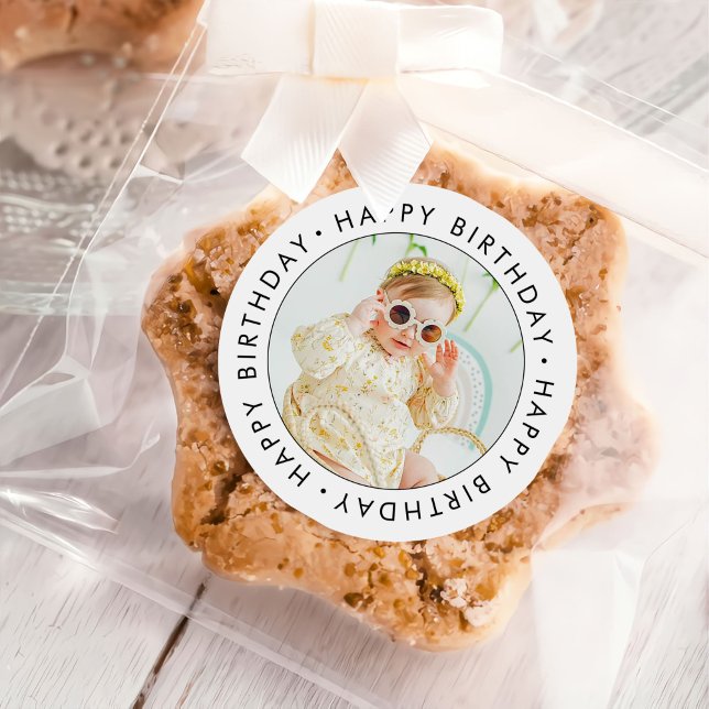 Sticker Rond Photo personnalisée simple classique (Créateur téléchargé)