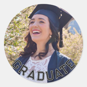 Sticker Rond Photo personnalisée Tableau de la fête de graduati