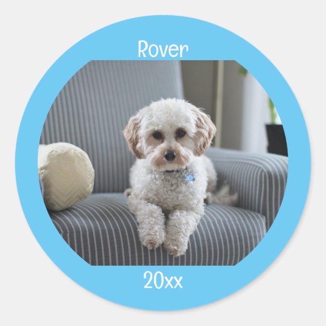 Sticker Rond Photo personnalisée Texte de deux lignes personnal (Devant)