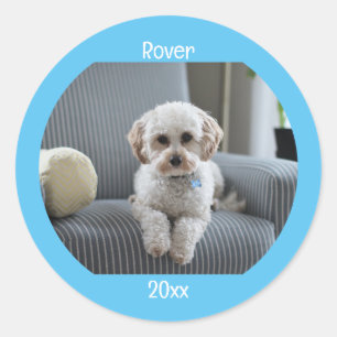 Sticker Rond Photo personnalisée Texte de deux lignes personnal