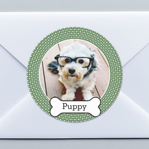 Sticker Rond Photo pour animaux de compagnie avec os de chien -