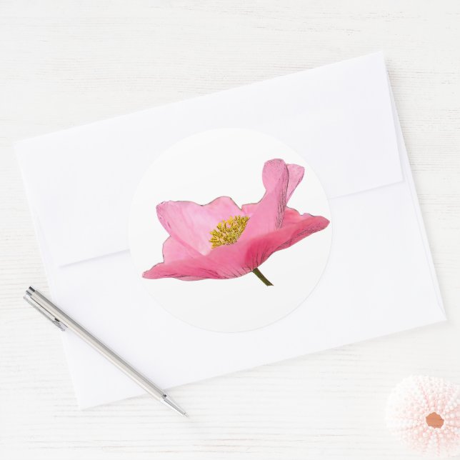 Sticker Rond Photo Pretty Rose Poppy (Enveloppe)
