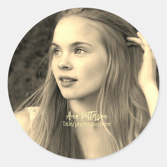 Sticker Rond photo professionnelle QR site email social moderne (Devant)