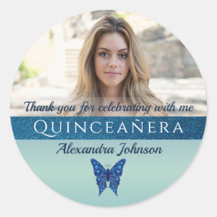 Sticker Rond Photo Quinceanera Merci