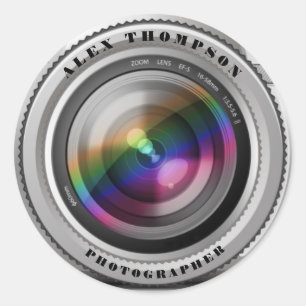 Sticker Rond Photo reflex numérique Lense personnalisée