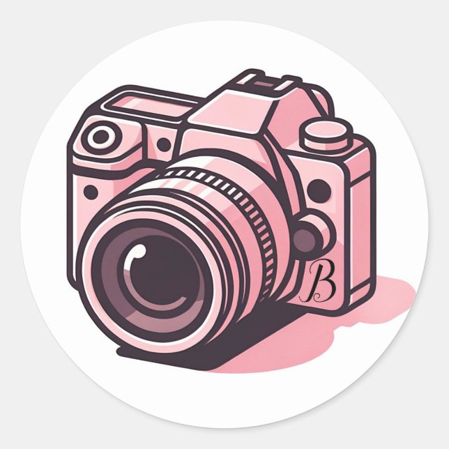 Sticker Rond Photo reflex rose tendance Personnalisée (Devant)