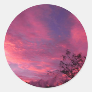 Sticker Rond Photo rose et bleue de cieux de ciel de lever de