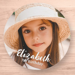Sticker Rond Photo simple moderne Accueil d'anniversaire