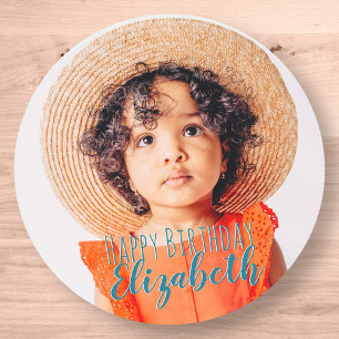 Sticker Rond Photo simple moderne Accueil d'anniversaire