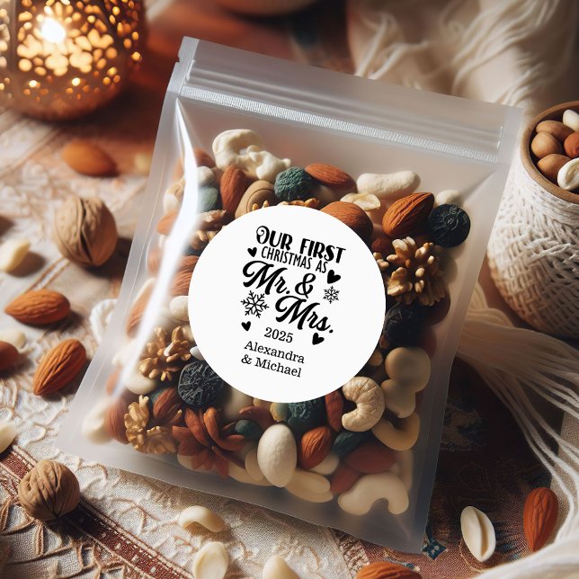 Sticker Rond Photo Snowflakes Noël Mr et Mrs. (Créateur téléchargé)