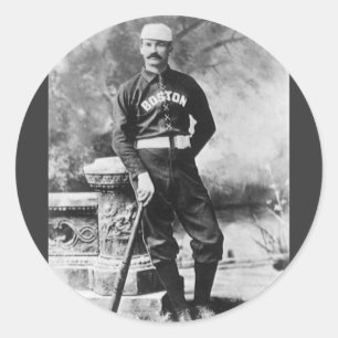 Sticker Rond Photo sport vintage, Joueur de baseball de Boston