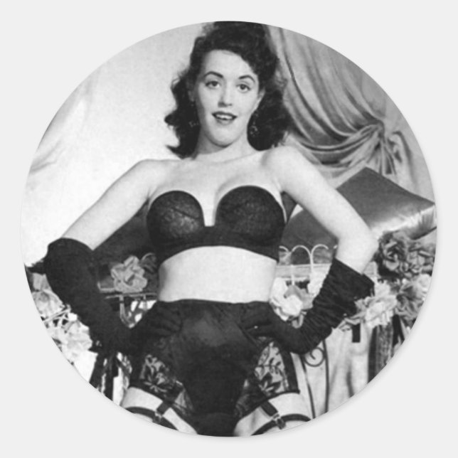 Sticker Rond Photo vintage de modèle de lingerie (Devant)