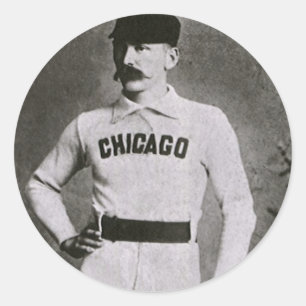 Sticker Rond Photo vintage, joueur de baseball de Chicago Sport