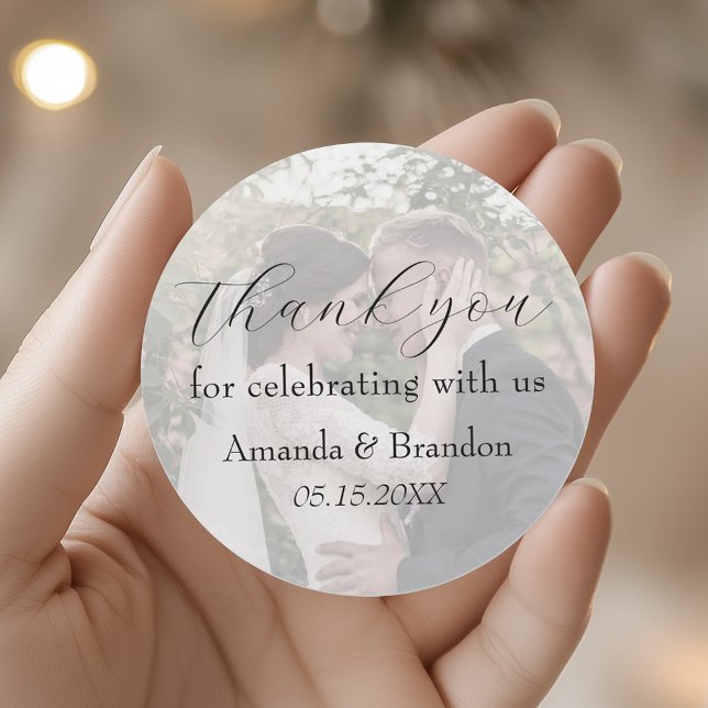 Sticker Rond Photo Wedding Thank You (Créateur téléchargé)