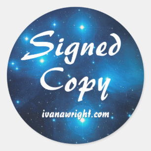 Sticker Rond Photocopie signée Blue Pleiades Space Photo avec U