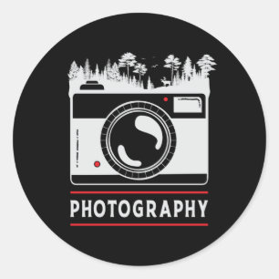 Sticker Rond Photographe Camera Lens Funny Gift
