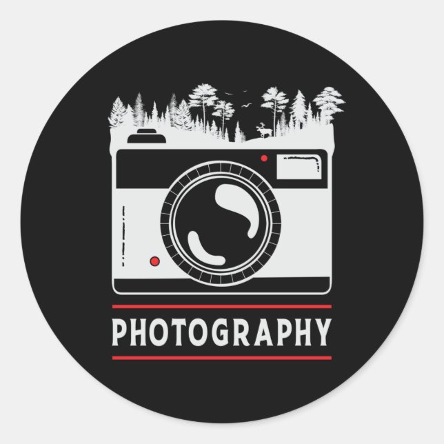 Sticker Rond Photographe Camera Lens Funny Gift (Devant)