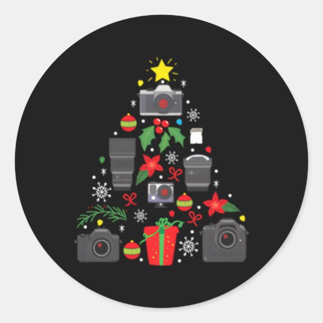 Sticker Rond Photographe Caméra Ornat Tree (Devant)