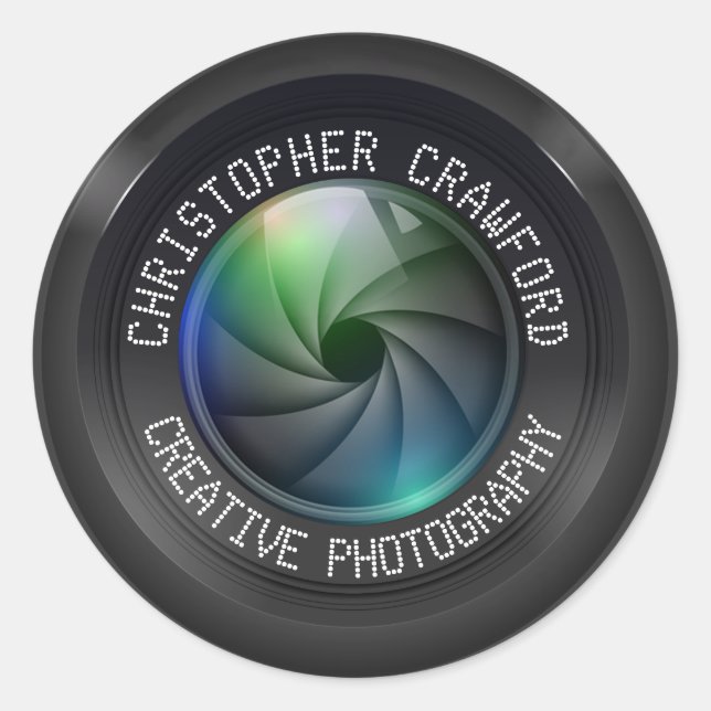 Sticker Rond Photographe et photographe Business Camera Lens (Devant)
