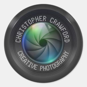 Sticker Rond Photographe et photographe Business Camera Lens
