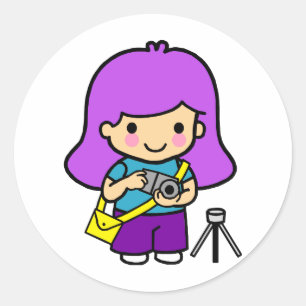 Sticker Rond Photographe fille