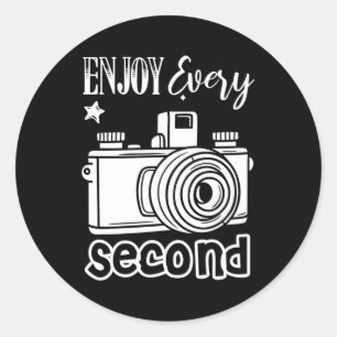 Sticker Rond Photographe Profite Chaque Seconde