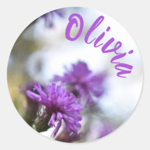 Sticker Rond Photographie de jardin personnalisée à fleurs viol