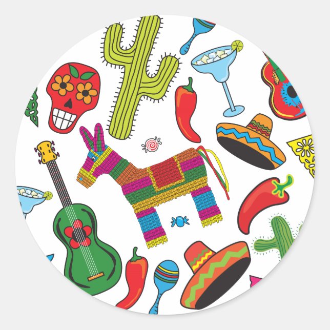 Sticker Rond Photos de la fête de la Fiesta mexicaine (Devant)