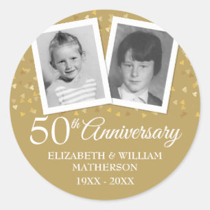 Sticker Rond Photos d'enfance pour anniversaire de mariage de d