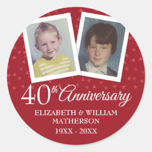 Sticker Rond Photos d'enfance pour anniversaire de mariage rubi