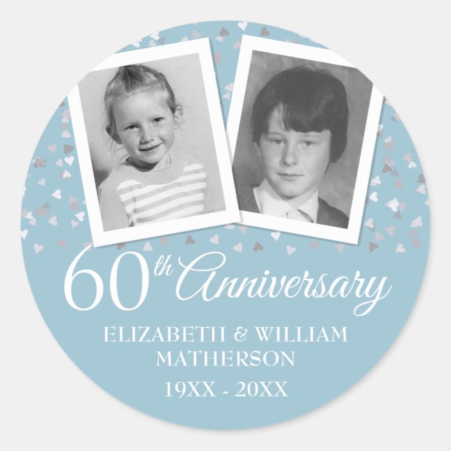 Sticker Rond Photos d'enfance pour les 60 ans de mariage (Devant)