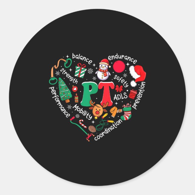 Sticker Rond Physical Therapy Christmas Heart Pt Therast Xmas M (Devant)