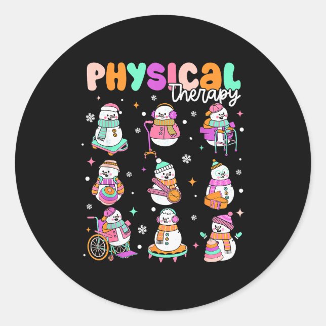 Sticker Rond Physical Therapy Christmas Shirt Pt Christmas Snow (Devant)