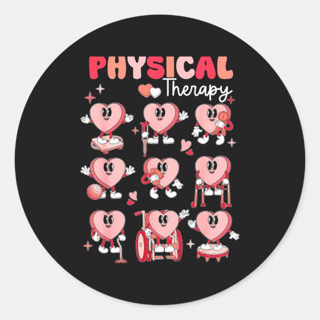 Sticker Rond Physical Therapy Cute Candy Heart Valentines Pt Th (Devant)