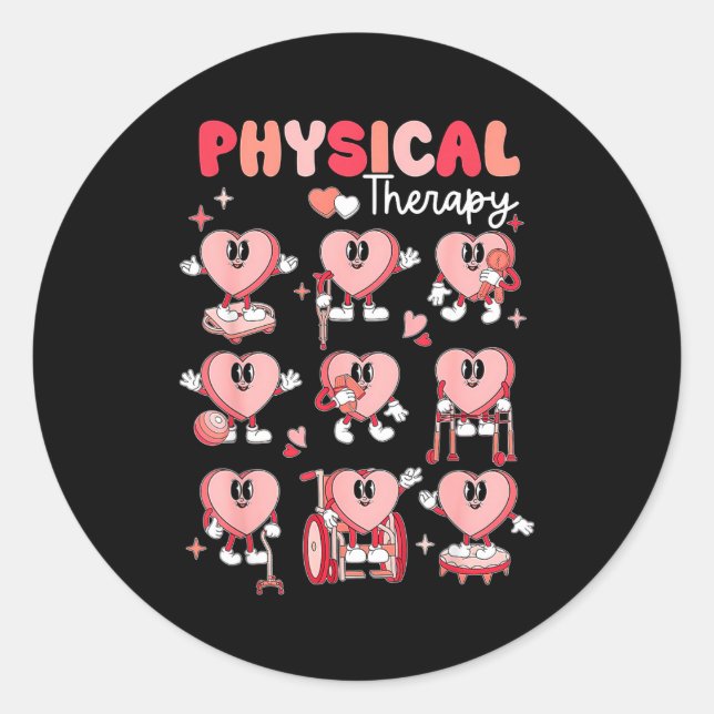 Sticker Rond Physical Therapy Cute Candy Heart Valentines Pt Th (Devant)