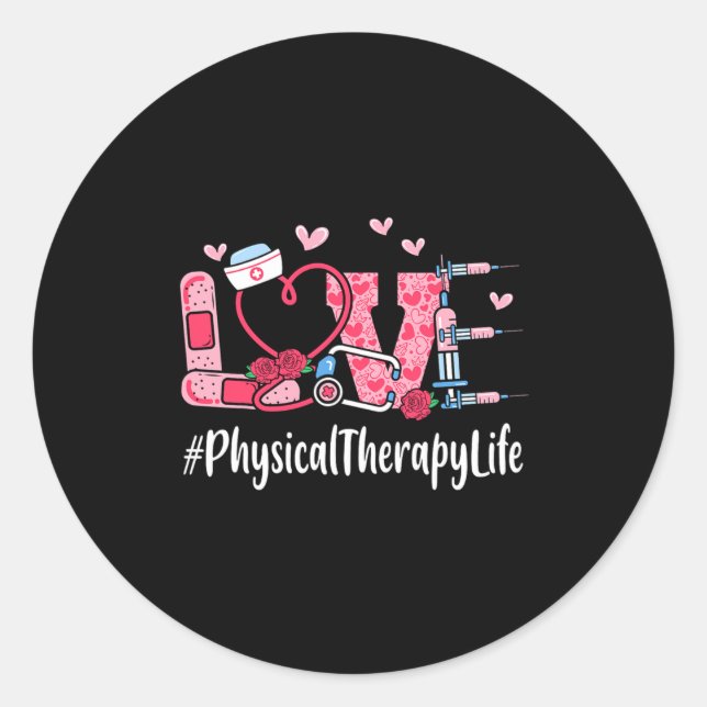 Sticker Rond Physical Therapy Love Valentine Day Women Heart Ap (Devant)
