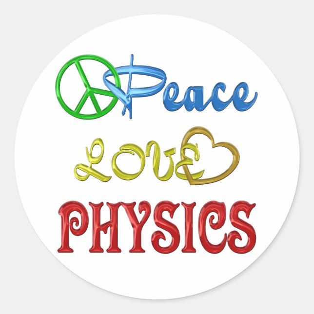 STICKER ROND PHYSIQUE DE L'AMOUR DE LA PAIX (Devant)