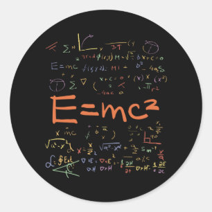 Sticker Rond Physique et formules mathématiques EMC2