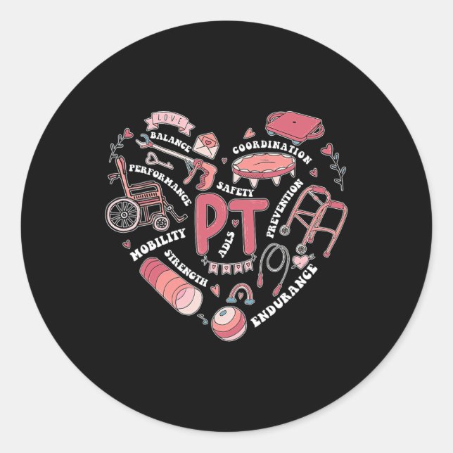 Sticker Rond Physique Thérapie Pt Valentine forme cardiaque phy (Devant)