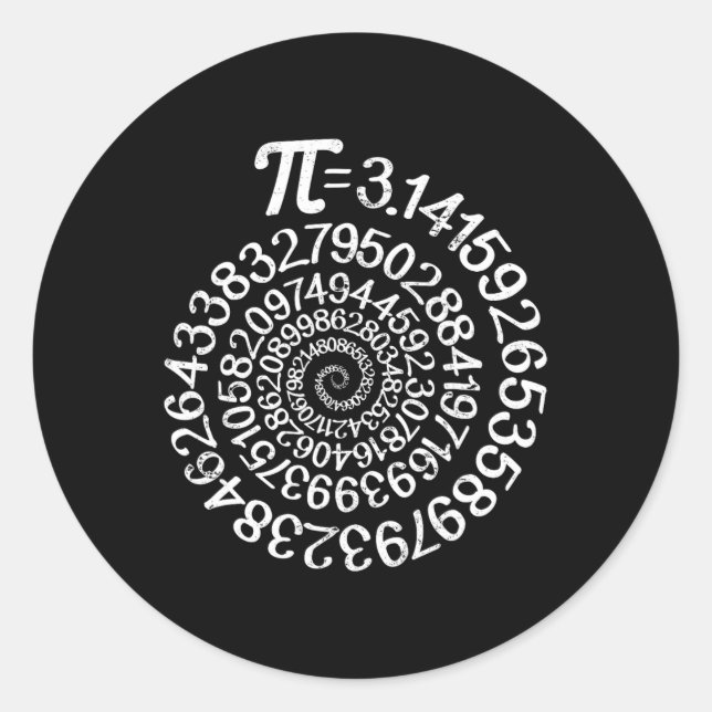 Sticker Rond Pi = 3,14 Spiral Math Science Geek 3,14 Pi Day Ste (Devant)