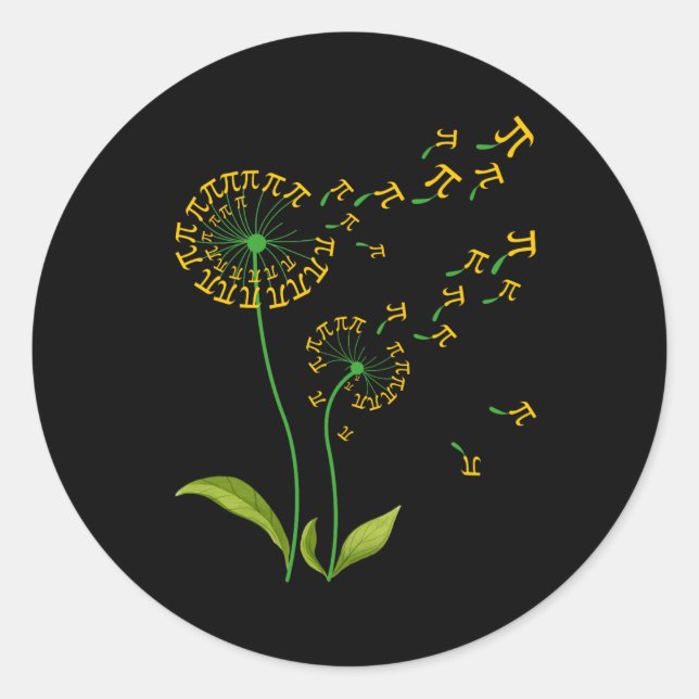 Sticker Rond Pi Dandelion Pi Jour Dandelion 3.14 Numéro Pi Math (Devant)