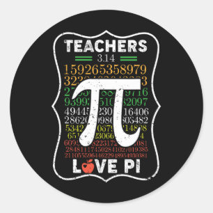 Sticker Rond Pi Day 3.14 Enseignants Aimer Pi Math Enseignants