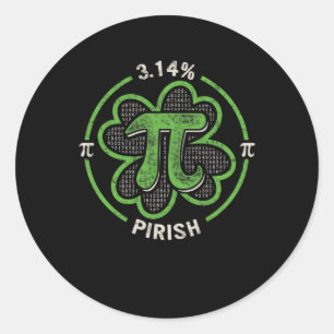 Sticker Rond Pi Day 3.14 % Pirish Vintage irlandais Shamrock St