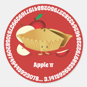 Sticker Rond Pi Day Apple Pie Cartoon Numéro de caractère