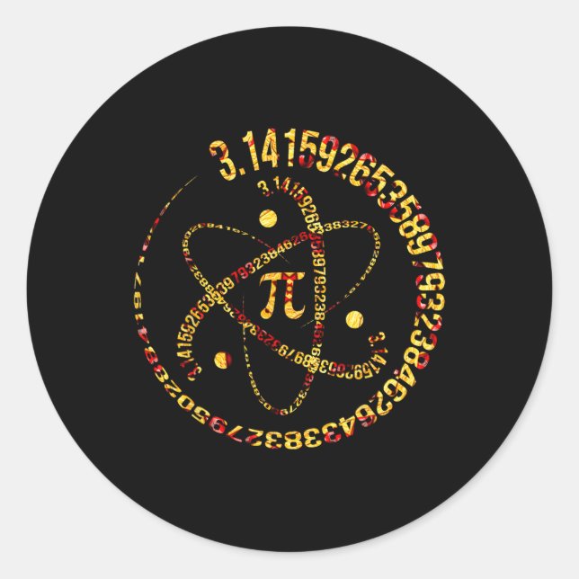 Sticker Rond Pi Day Atom Pi 3.14 Science Math Lover (Devant)