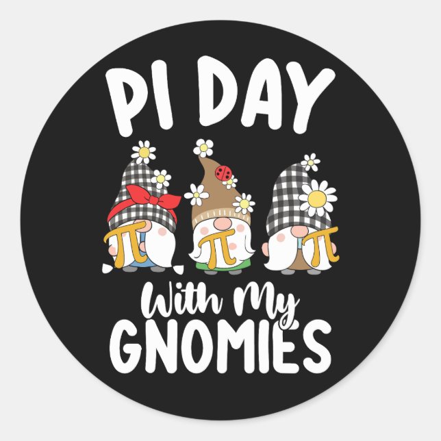 Sticker Rond Pi Day Avec Mes Gnomes Drôle Mathématiques Mathéma (Devant)