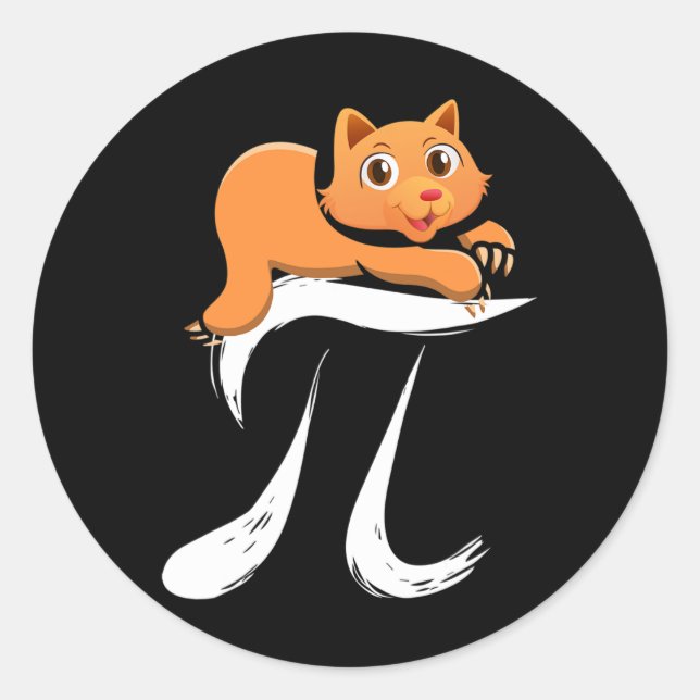 Sticker Rond Pi Day Chat Kitten 14 mars Mathématiques mathémati (Devant)