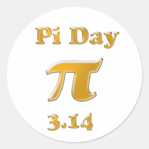 Sticker Rond Pi Day Gold en blanc