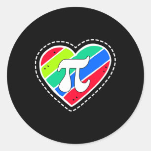 Sticker Rond Pi Day Rainbow Hearts Math Enseignant Cadeau