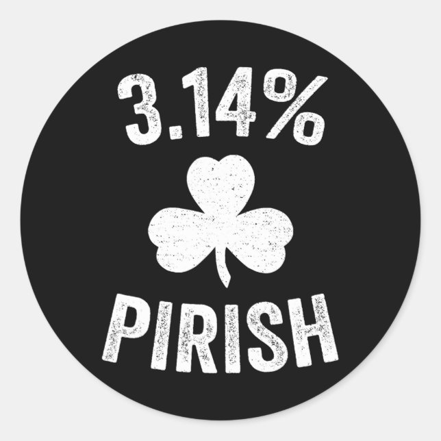 Sticker Rond Pi Day St. Patrick's 3.14 Irish Funny Pirish Math (Devant)